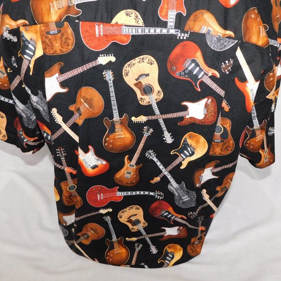 Paradise Found Mens L Acoustic Electric Guitars Allover Print Hawaiian Shirt - Picture 13 of 13